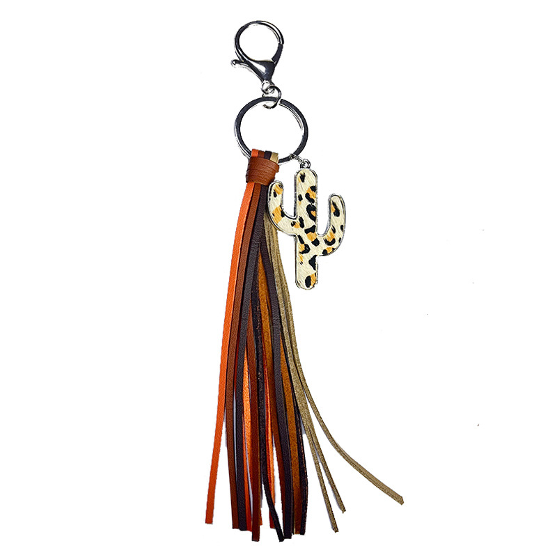 Ethnic Style Cactus Alloy Leather Tassel Bag Pendant Keychain display picture 8