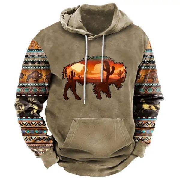 2025 otoño e invierno transfronterizo wish nuevo suéter estilo étnico animal estampado 3D casual cómodo suéter con capucha