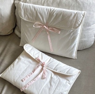 Notebook Tablet Bag Cross-Border Korean New Ins Blogger Same Style Ballet Style Pink Bow Quilted