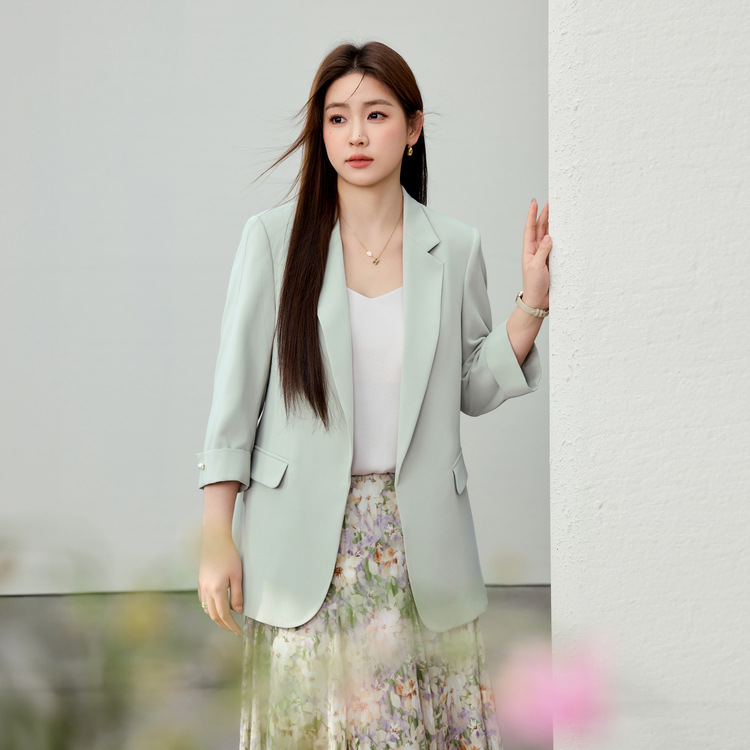 [Simple Joker Seven-point Sleeve Neat Suit Jacket] Splendid Show plus size Women's Fat mm2025 Spring New