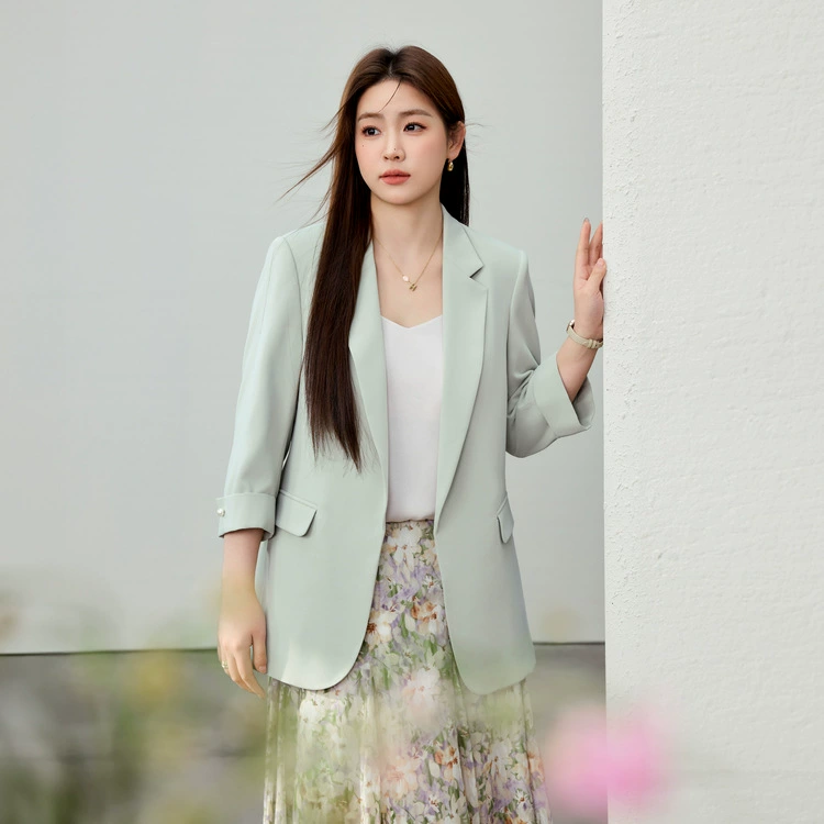 [Простой, дикий рукав, острый пиджак] Полноцветный большой размер женский толстый mm2025 весенний новый