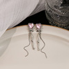 Long retro earrings with tassels, fashionable silver needle from pearl, silver 925 sample, internet celebrity, wholesale