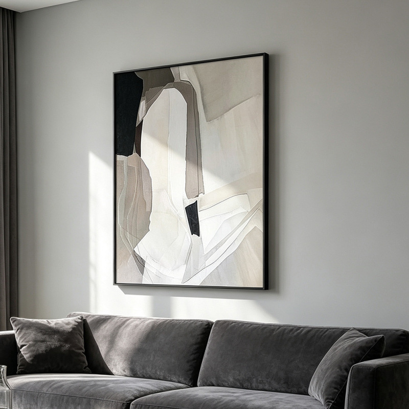 Black and white art abstract entrance painting facing the door large sofa background wall floor hanging painting living room decorative painting Black and white art abstract entrance painting facing the door large sofa background wall floor hanging painting living room decorative painting