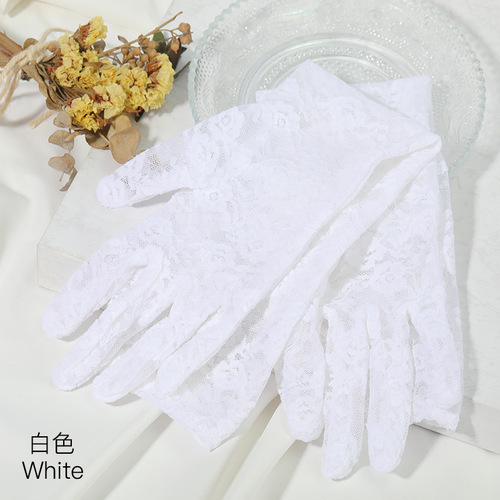 Summer sun protection lace gloves for bridesmaids and brides wedding photography thin mesh lace etiquette wedding gloves