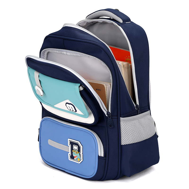 Mochila de pescado natural para estudiantes de primaria de grado 1 - 3 - 6 para niños de gran capacidad para reducir la carga mochila para niños y niñas al por mayor