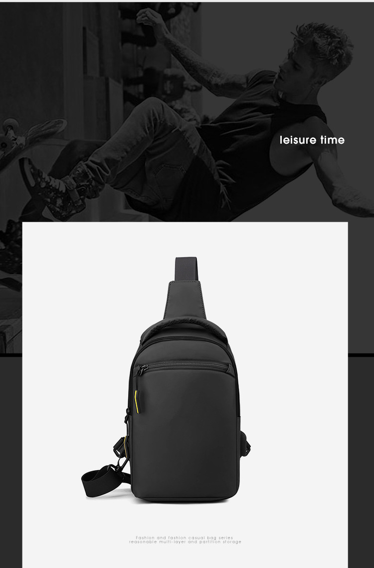 Sac poitrine homme bandoulière avec port usb sacoche pratique_voghion.com