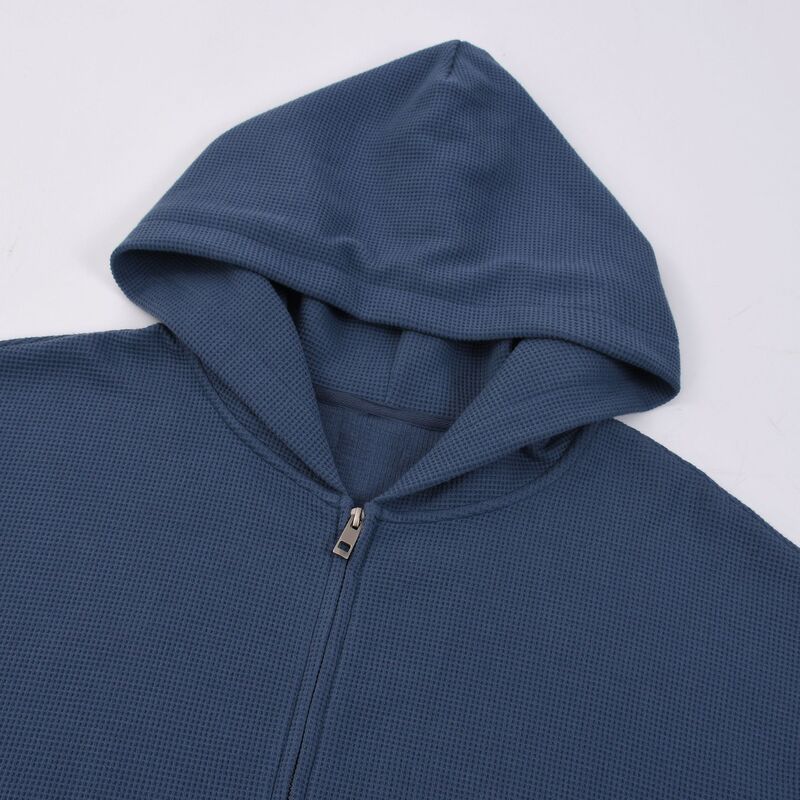 2026 new waffle knit boxy cross-border American-style jacket, high-quality BL brand hooded zip-up hoodie, loose fit 2026 new waffle knit boxy cross-border American-style jacket, high-quality BL brand hooded zip-up hoodie, loose fit