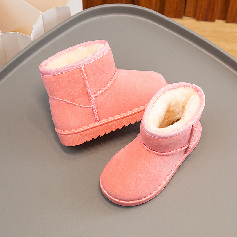 Bottes de neige pour enfants, garçons et filles, nouvel ensemble de bottes courtes, chaussures en daim et coton, isolation en peluche, hiver 2023_voghion.com