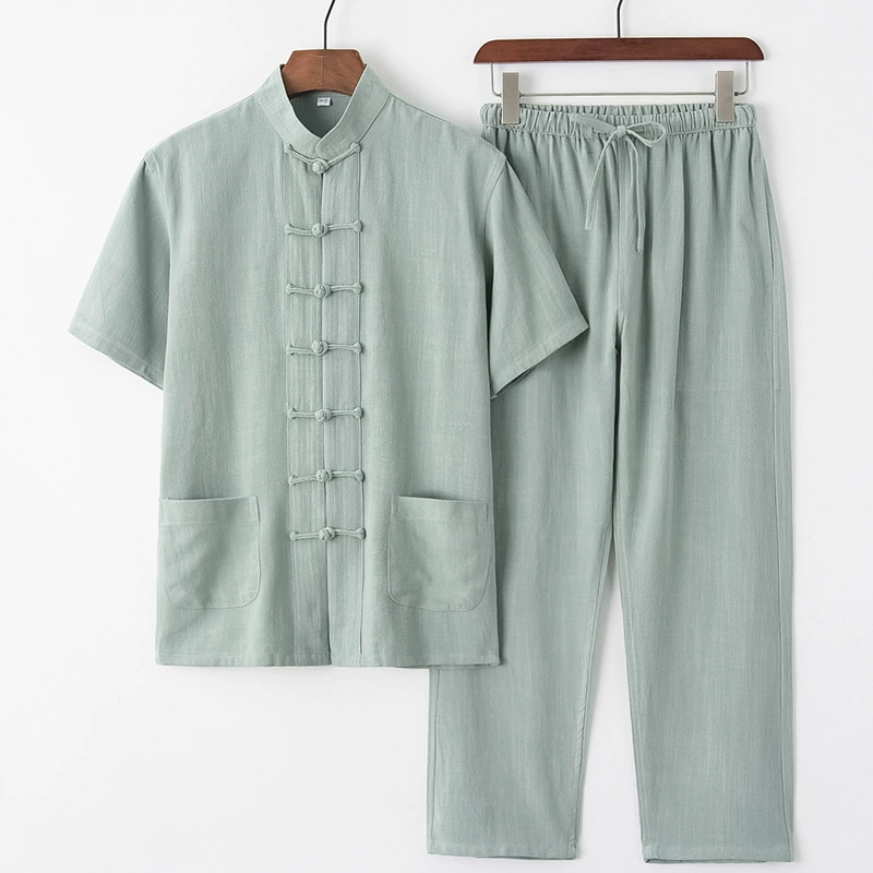 Summer retro set, Hanfu for elderly, with short sleeve, Chinese style