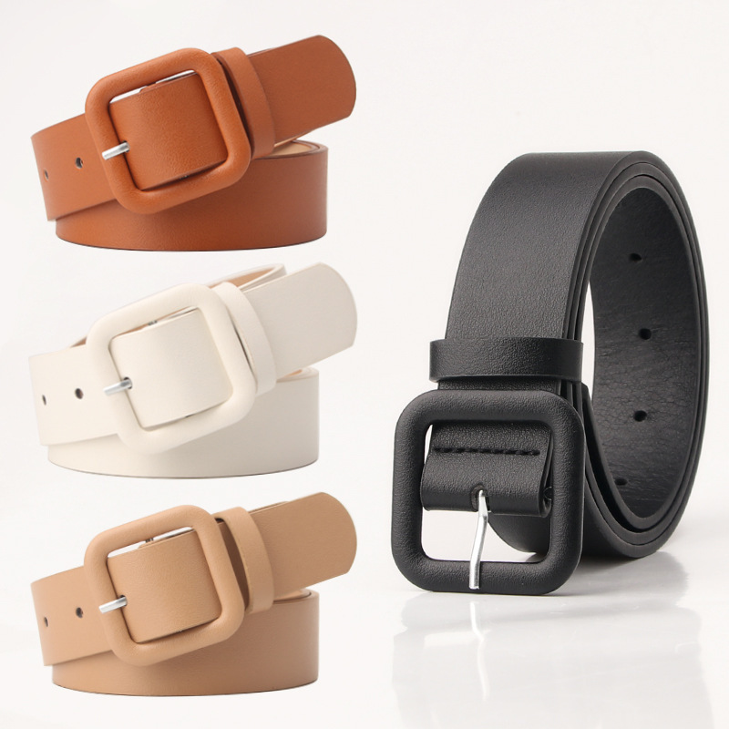 New Style Simple High-end Sense Belt Women's Square Buckle Candy Color All-match Decorative Belt Fashion Elegant Belt Women