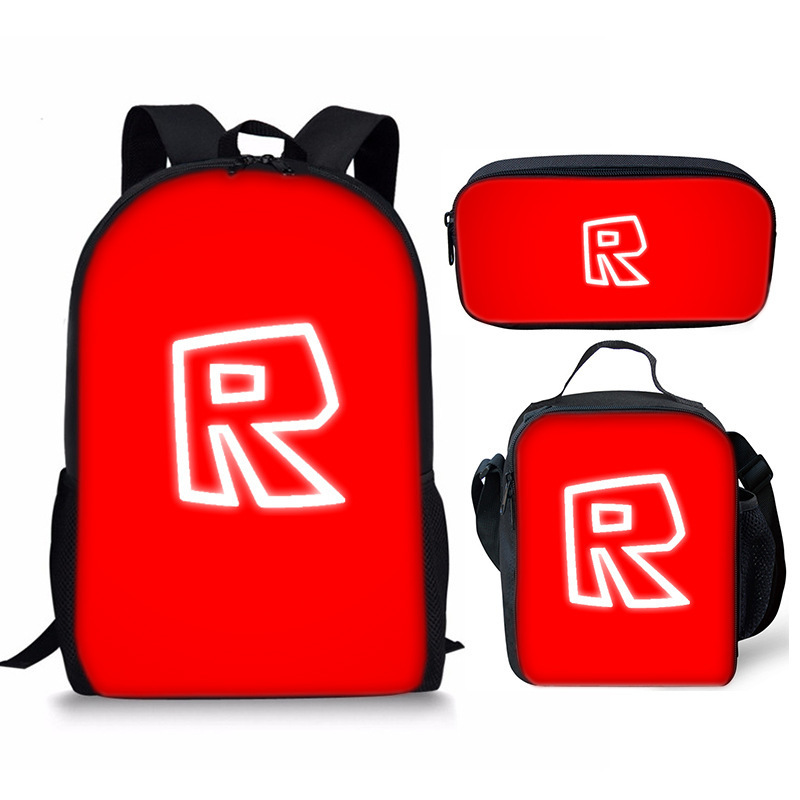 3D 新製品 Roblox 学生スクールバッグ ランチバッグ ペンシルバッグ Roblox プリント バックパック 3 点セット|undefined