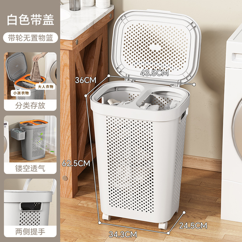 Cesta de almacenamiento Cesta de ropa sucia doméstica Baño de gran capacidad con cubierta Cesta de ropa sucia Cesta de lavandería