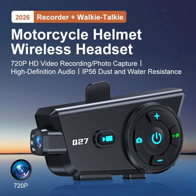 Recorder Helmet Bluetooth Headset: Motorcycle Helmet Headset