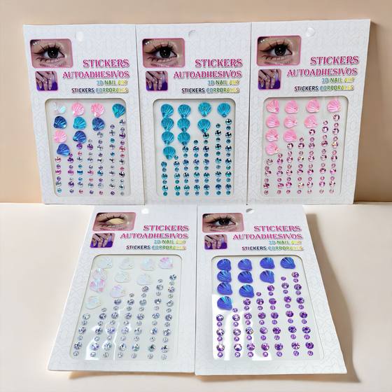 Cross-border European and American 3D Laser Cosmetic Stickers Masquerade Face Decoration Diamond Stickers Butterfly Shell Dress-up Face Stickers