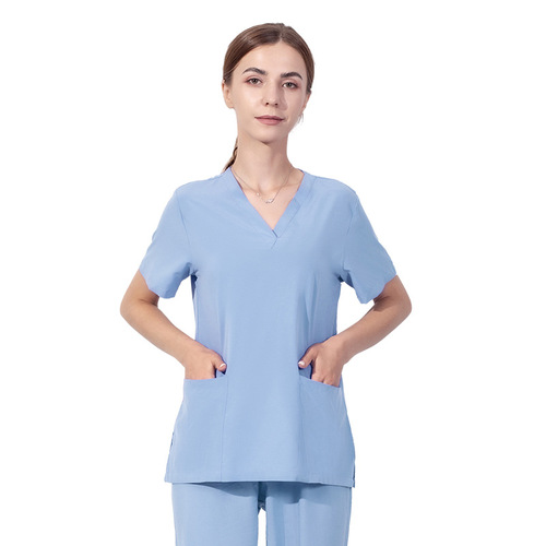 Cross-border dropshipping elastic doctor's work uniform short-sleeved nurse dress beauty hospital top women's operating room handwashing garment