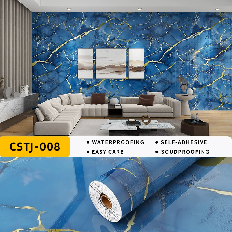 Marble self-adhesive wallpapers on wall, sticker