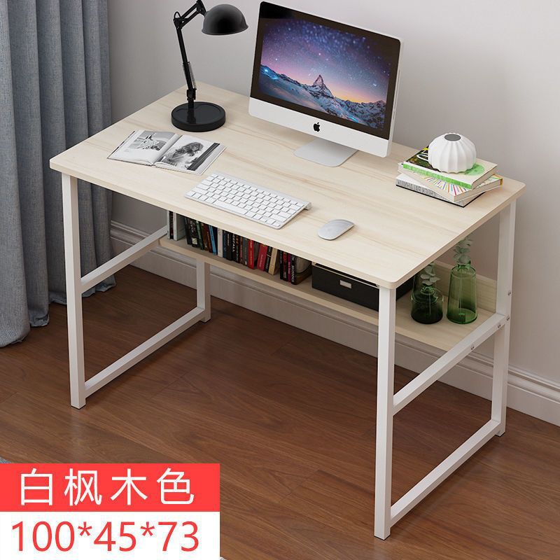 コンピュータの机の本棚の組み合わせのデスクトップの家庭用の簡単な学習机の寝室の学生は簡単に字の机を書きます。|undefined