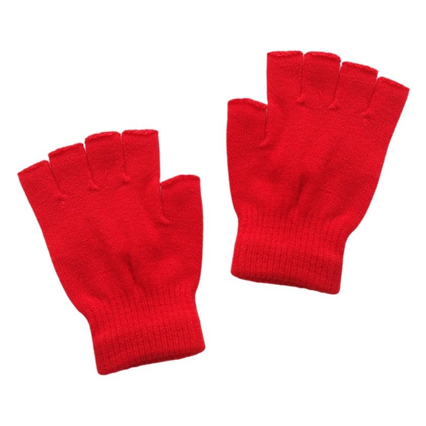 Especial transfronterizo para otoño e invierno cálido color sólido punto medio dedo guantes estudiante escribiendo guantes de entrenamiento sin dedos logotipo impreso