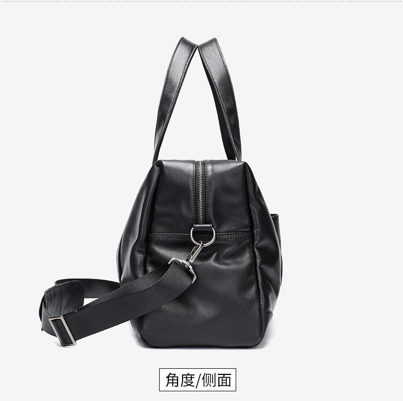 Túi du lịch nam da bò thật Malute dung tích 20–35L chống thấm nước, túi xách tay kiêm đeo chéo tập gym — Màu đen, màu xám đậm chi tiết 22