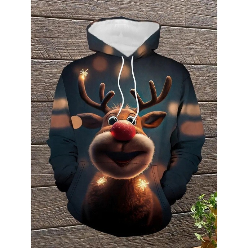 boy 2025 European And American Halloween Men's Cross-Border New Ghost Face Trendy Print Christmas Series Hooded Sweatshirt_voghion.com