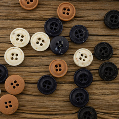 Black and White Deep Blue Retro Cotton Linen Cardigan with Resin Buttons and Polo Shirt Buttons