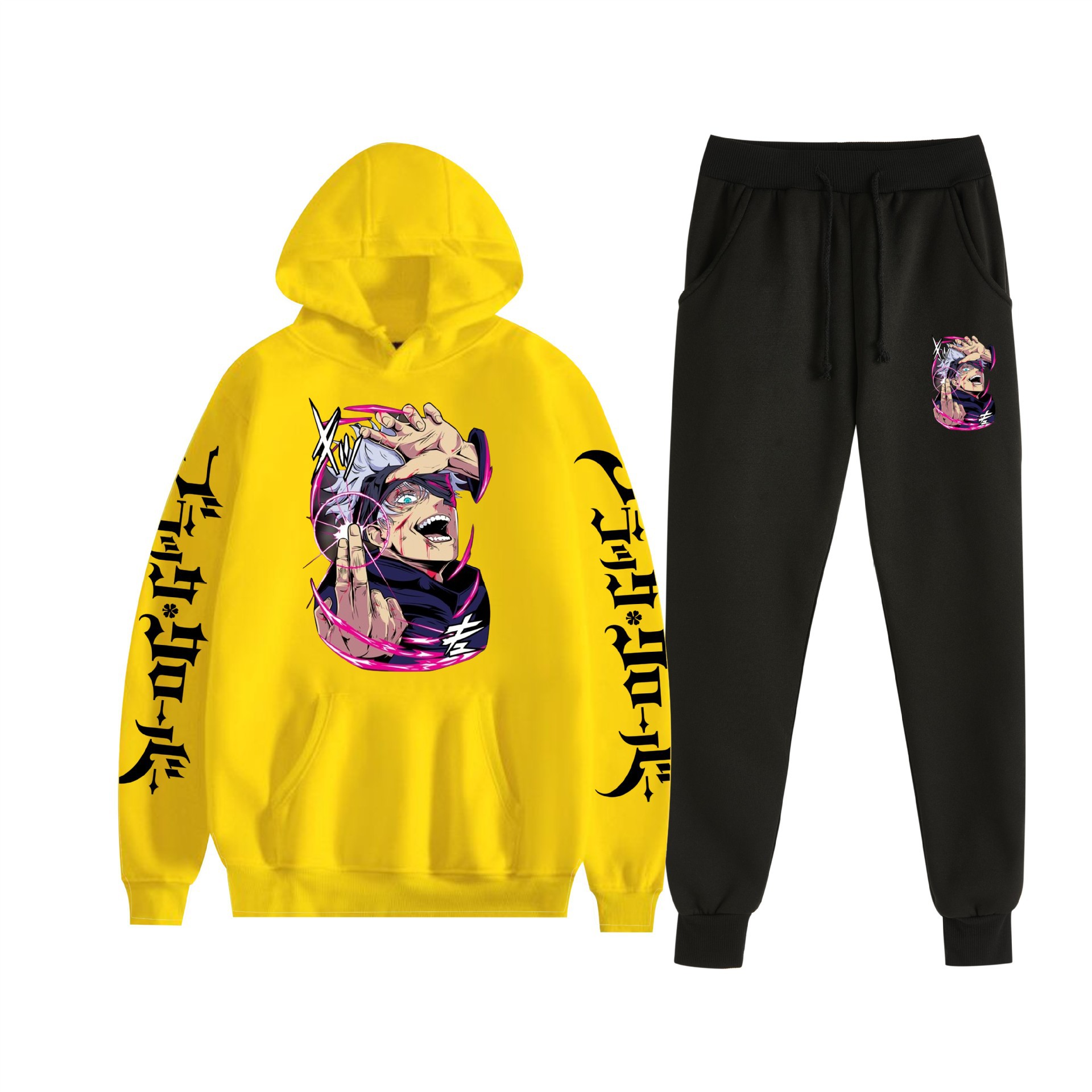 Comercio exterior nuevo estilo riman negro trébol de cuatro hojas Black Clover suéter con capucha corsés traje de dos piezas