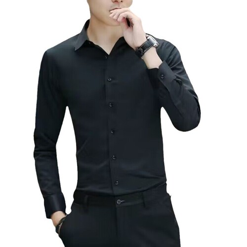 Summer white shirt, men's long-sleeved shirt, figure-fitting, Korean youth solid color, short-sleeved, inch shirt, men's business work tooling
