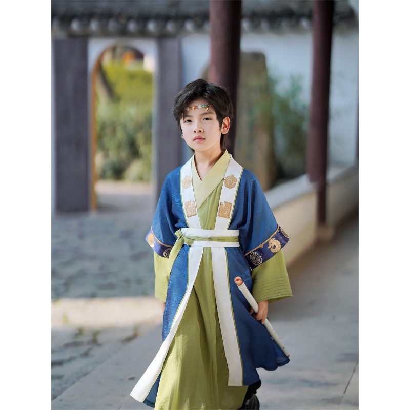 2024新款儿童宋制汉服男童两件套表演服帅男孩中国风古装宫廷风