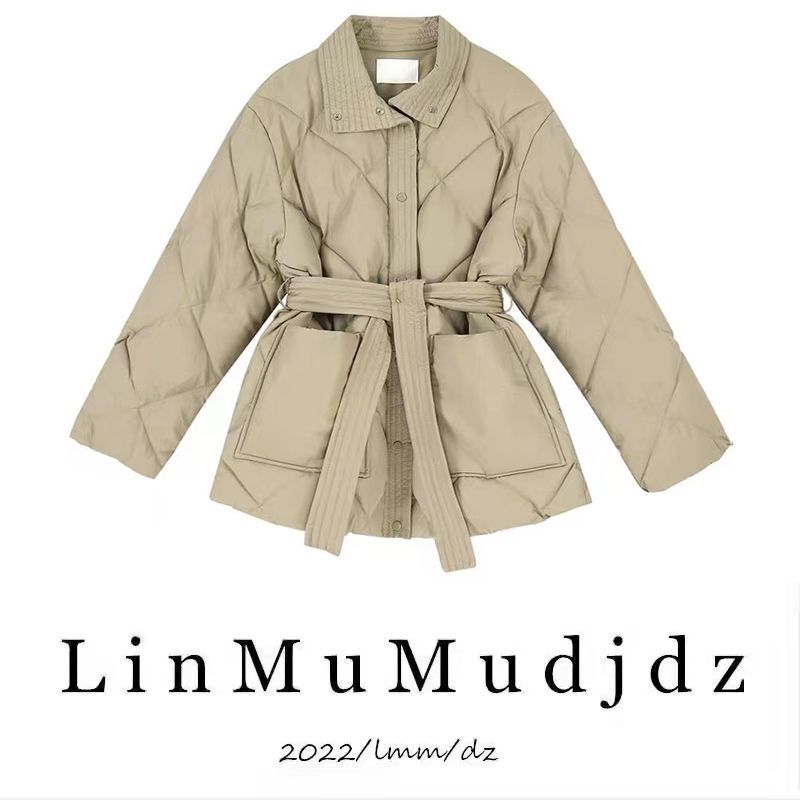 French New Year Korean Style regular Cotton-padded Jacket Women's Winter New Cotton-padded Jacket Lace-up Waist Warm Thick Cotton-padded Jacket for Women