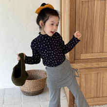 瑜瑜公主 女童韩系复古碎花上衣 女宝宝秋冬新款花朵磨毛打底衫