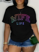 L 13656 Wife Letter Print Casual T-Shirt ��ĸӡ��T�� ר