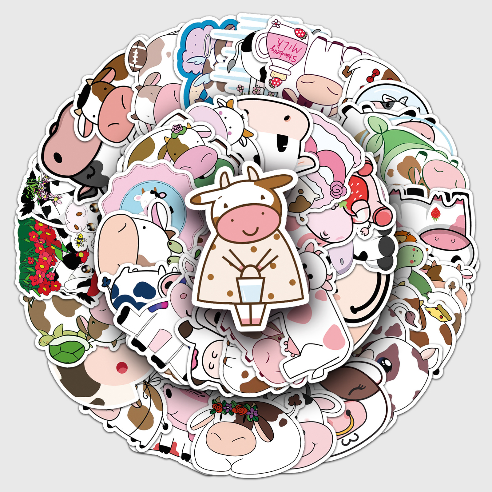 50 ins estilo lindo vaca de dibujos animados decorativo creativo scooter portátil refrigerador guitarra equipaje pegatinas