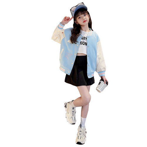 Girls' Baseball Uniforms Autumn Clothing  New Autumn Korean Style Cartoon Jackets Girls Children's Clothing Girls Jackets