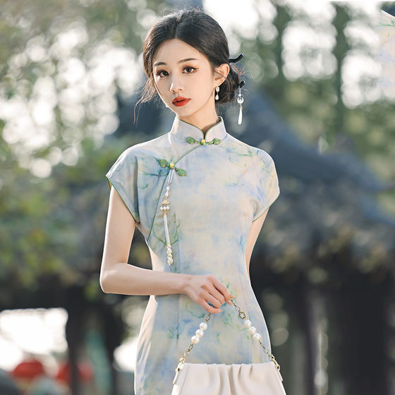 Daily Long Modified Cheongsam 2023 New Young Girl's Retro Slim-Fit High-End Elegant Clothes Spring and Summer