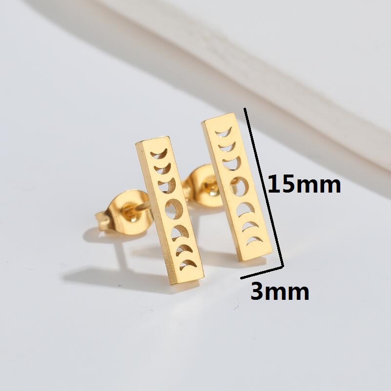 Fashion Sun Moon Titanium Steel Ear Studs Plating No Inlaid Stainless Steel Earrings display picture 1