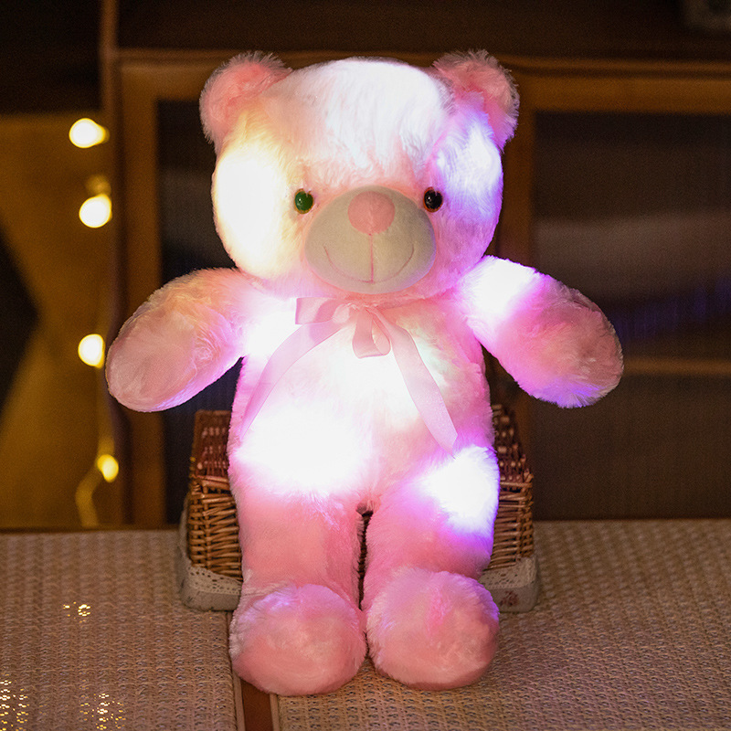 Lindo colorido luminoso animal oso de peluche unicornio muñeca de peluche de juguete delfín alpaca muñeca títere muñeca