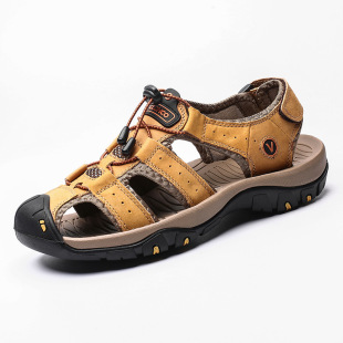 7239 Cross-Border 48 Large Size Sandals Men's Summer New First Layer Cowhide Beach Shoes Sandals Hand-Sewn Men's Shoes