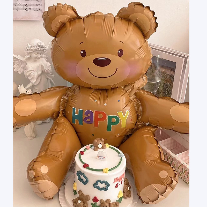 Ins Xiaohongshu 61 Children's Day Cake Decoration Bear Aluminum Foil Balloon Hug Bear Birthday Photo Decoration Prop