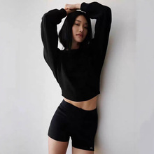 alo同款2025秋季新款女士美式高腰短款性感收腰辣妹宽松圆领卫衣