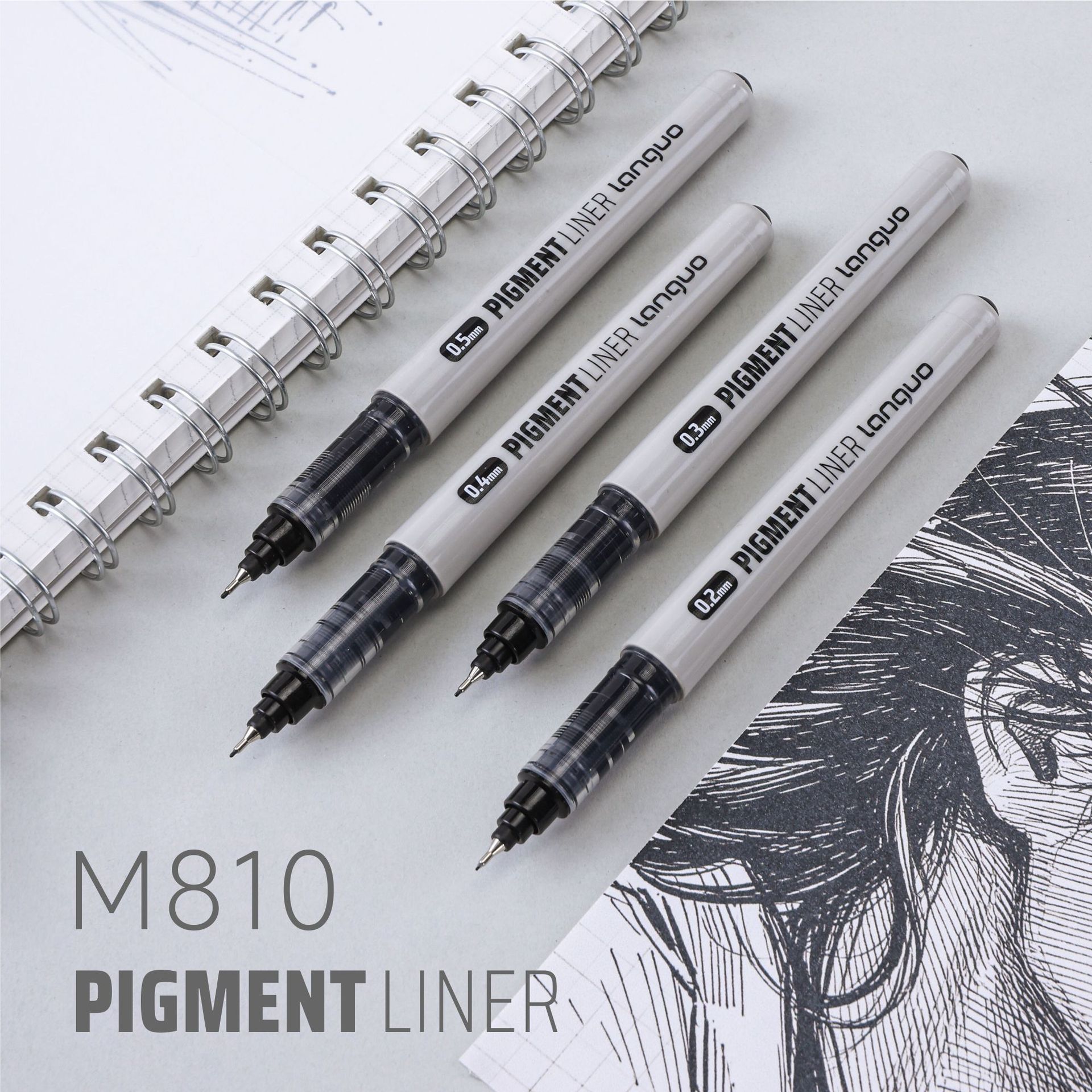 Languo M810 direct liquid painting pen with fiber tip, quick-drying sketching pen, art-specific drawing needle pen