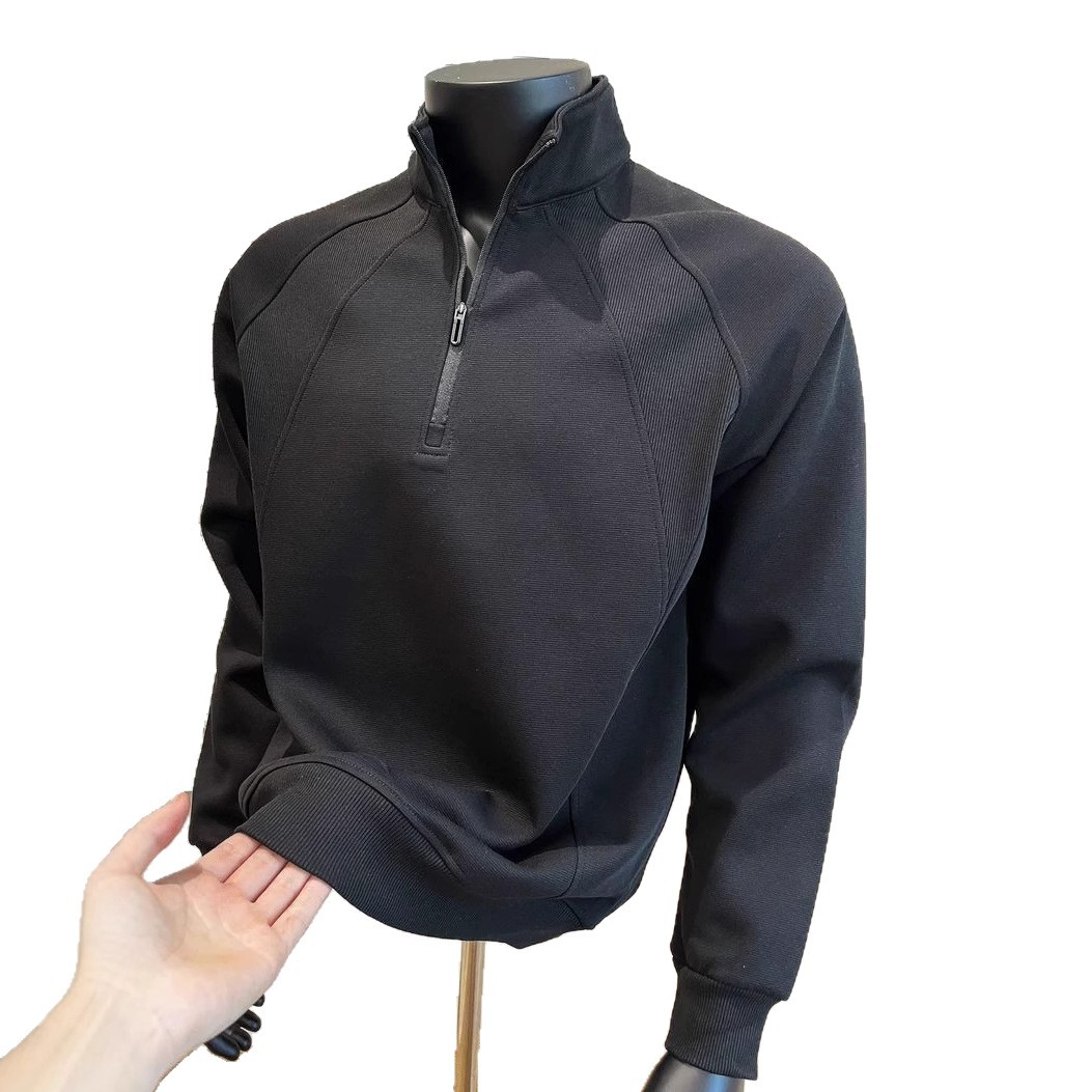 Men's Clothing Patchwork Pullover Sweatshirt Loose Fit Versatile Stand Collar Thermal Cotton Blends T-Shirt_voghion.com