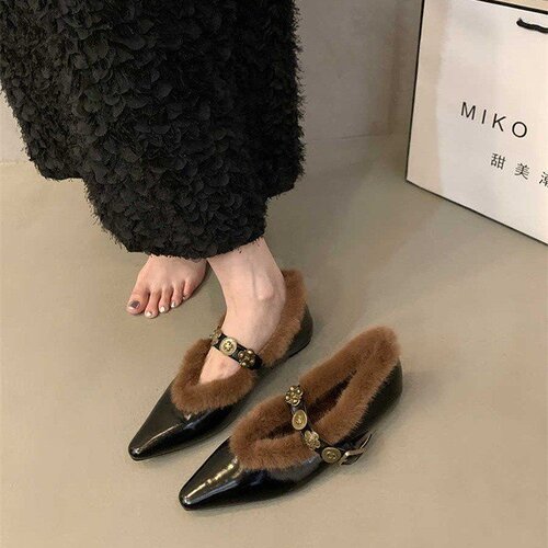 New plus-size fluffy single shoes, TEMU