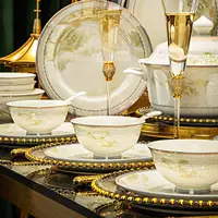 Набор посуды 2024 New Light Luxury из Цзиндэчжэнь — керамика чаши и тарелки, подарочный набор на новоселье с шелковыми цветами, бренд