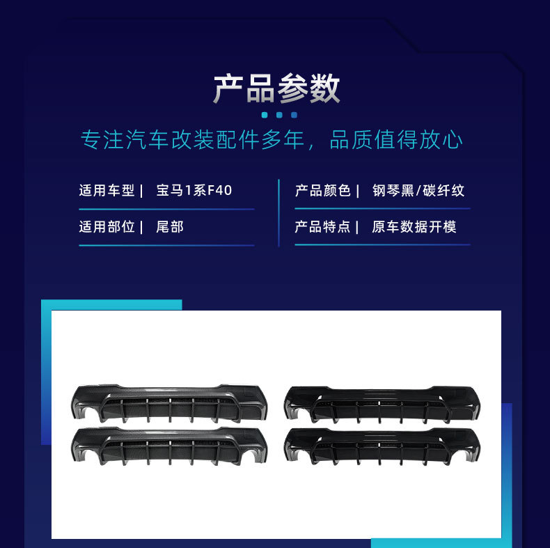 Suitable for BMW 1 Series F40 M Sport 2019-2024 rear lip spoiler body kit modification parts
