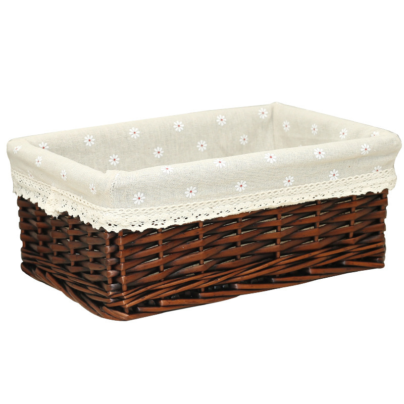 Cesta de almacenamiento tejida de ratán cesta tejida caja de almacenamiento de artículos diversos snack caja de almacenamiento de juguete caja de almacenamiento