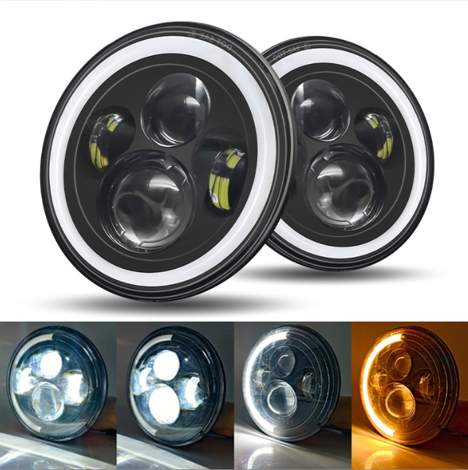 Wrangler 7-inch 60W 4-bead angel eye off-road vehicle headlight cross-border modification LED headlight for Harley motorcycle