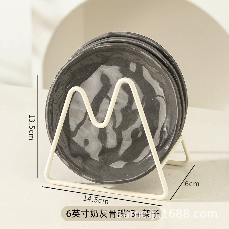 6inch 뼈접시 그레이 3개 + 선반