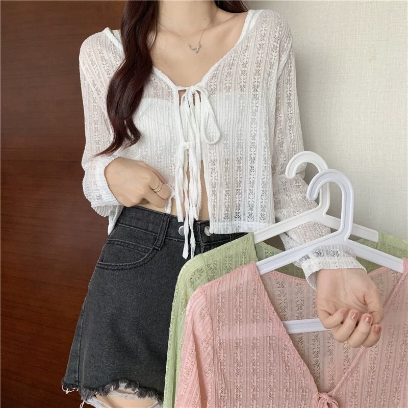 Cardigan, summer long-sleeve, short thin cloak, jacket