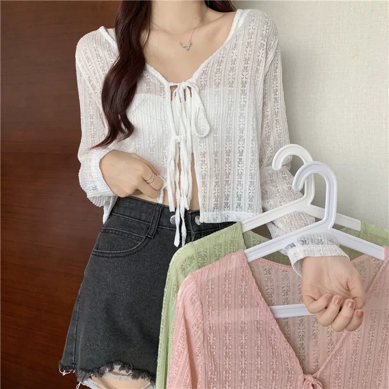 Cardigan, summer long-sleeve, short thin cloak, jacket