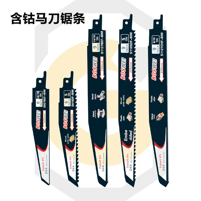 往复锯条金属切割不锈钢电动马刀锯片电缆塑料木工双金属含钴锯条